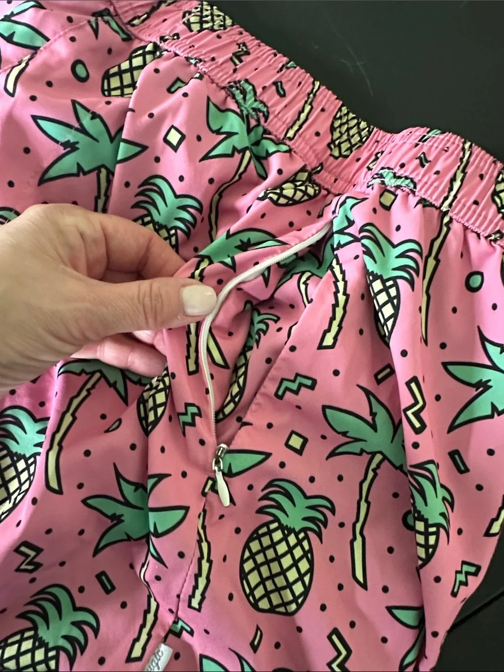 Maamgic Pink Pineapple Print Swim Trunks